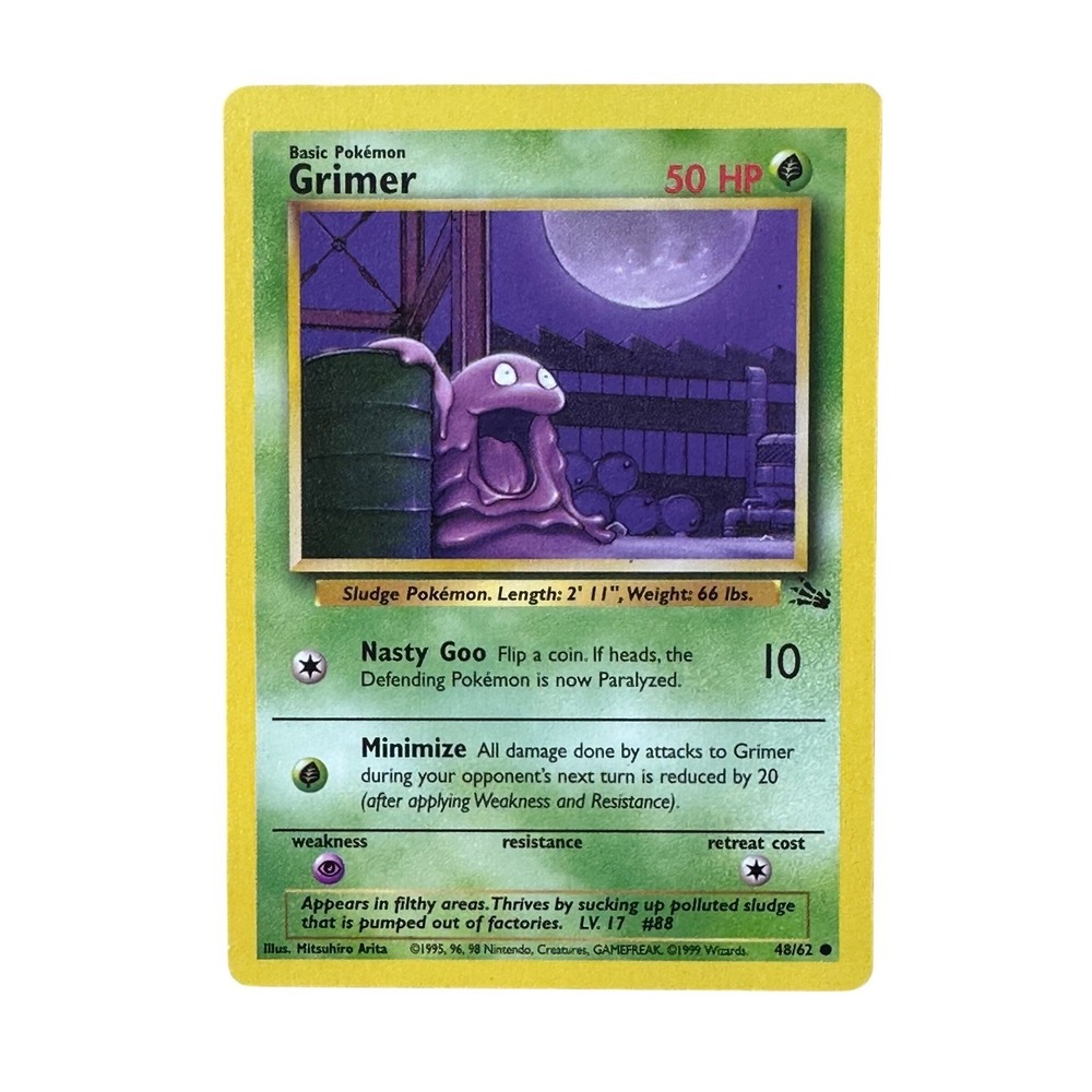 Pokemon Card Grimer 48/62 - Base Set - WOTC - Vintage Collectible MP/LP